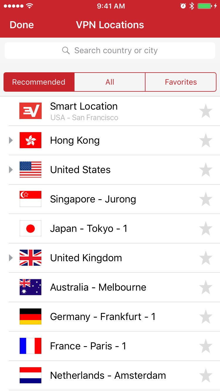 ExpressVPN smart location for iPhone.