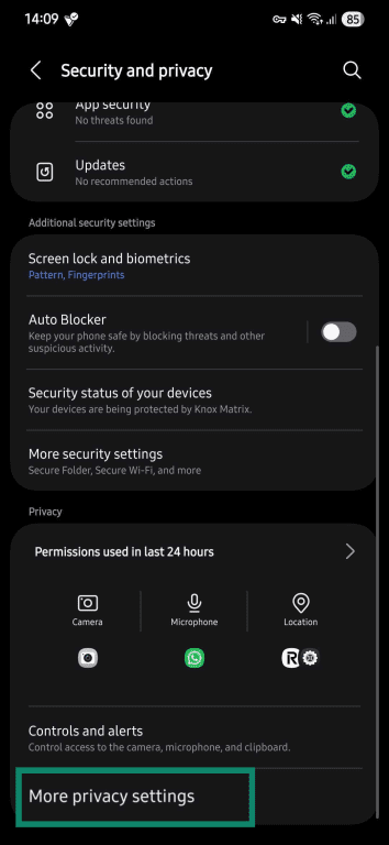 More privacy settings option in Android.