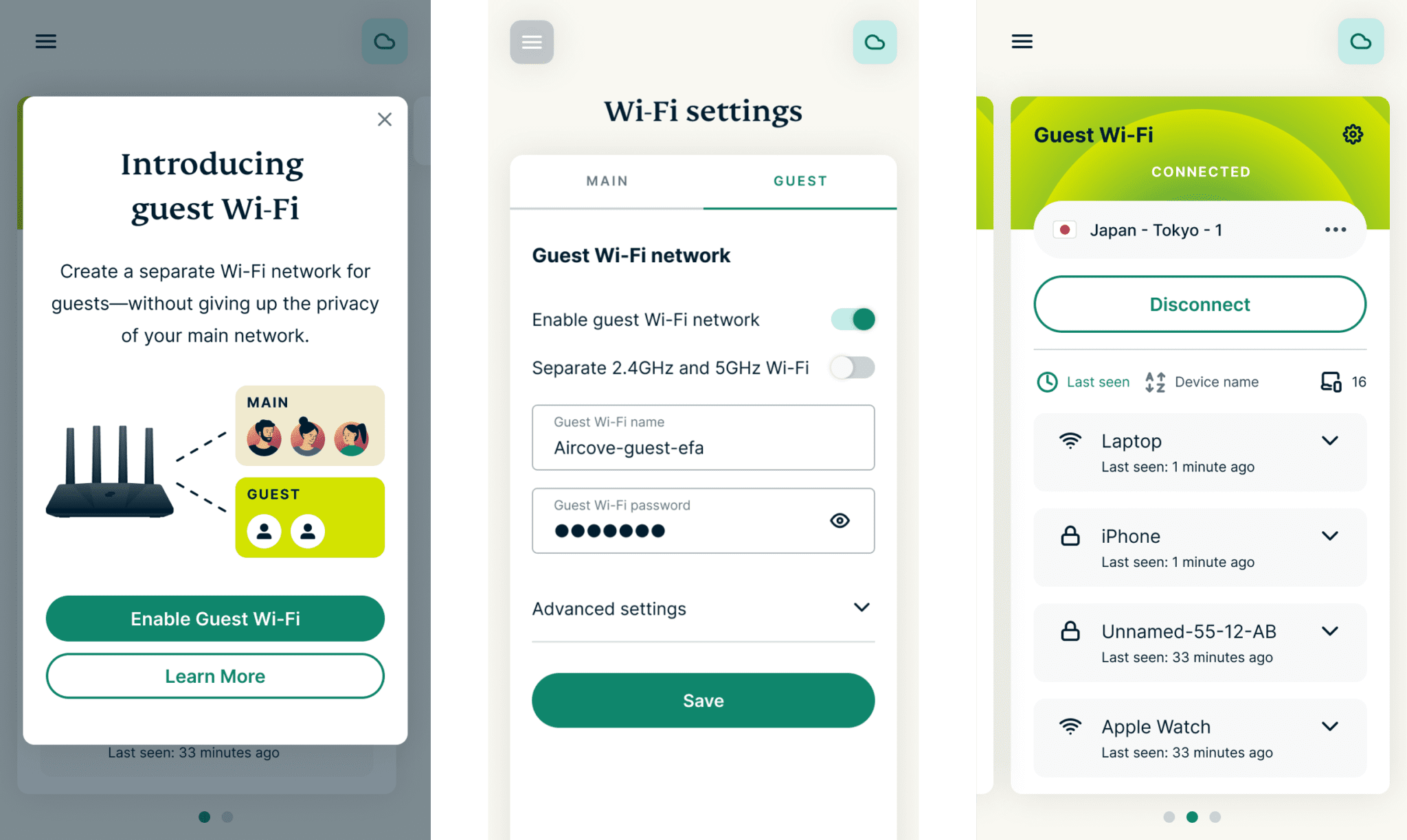 Set up and use guest Wi-Fi on the Aircove dashboard.