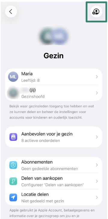 Add Member button in Family Sharing settings on iPhone.