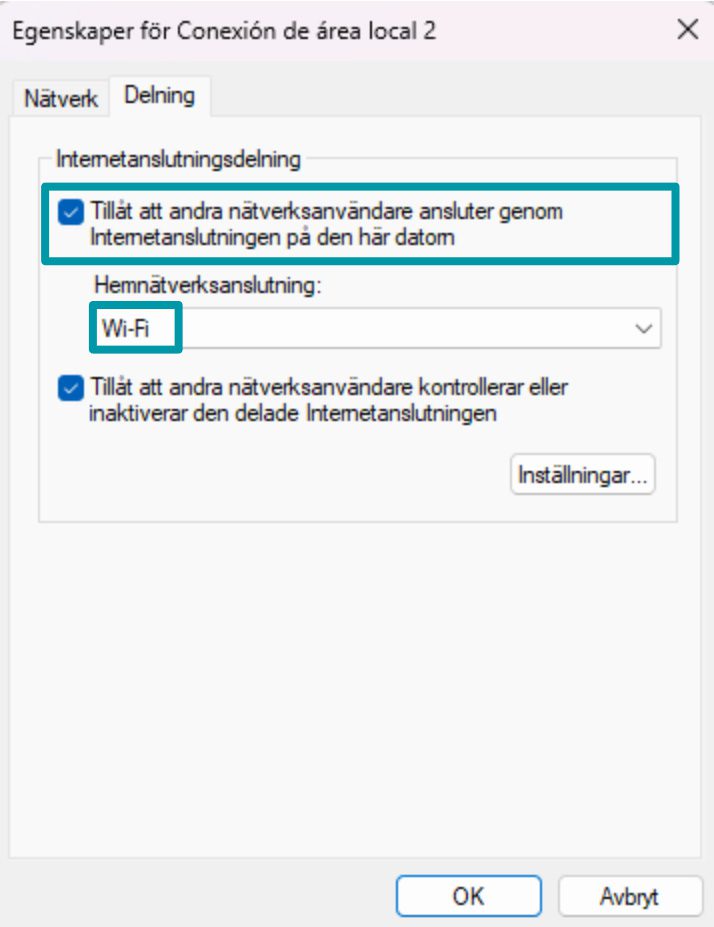 Adjusting ExpressVPN TAP Adapter sharing settings.