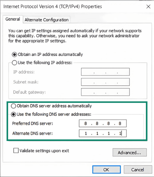 Ensure you have the right address for the type of DNS server (IPv4 or IPv6) you're changing on Windows.