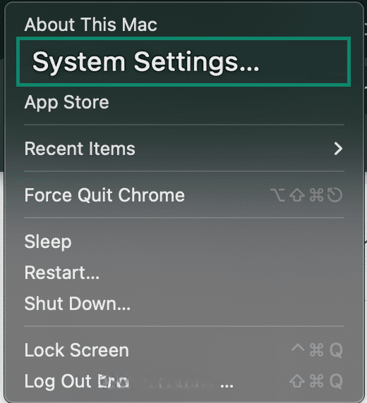Image showing Mac System Settings.
