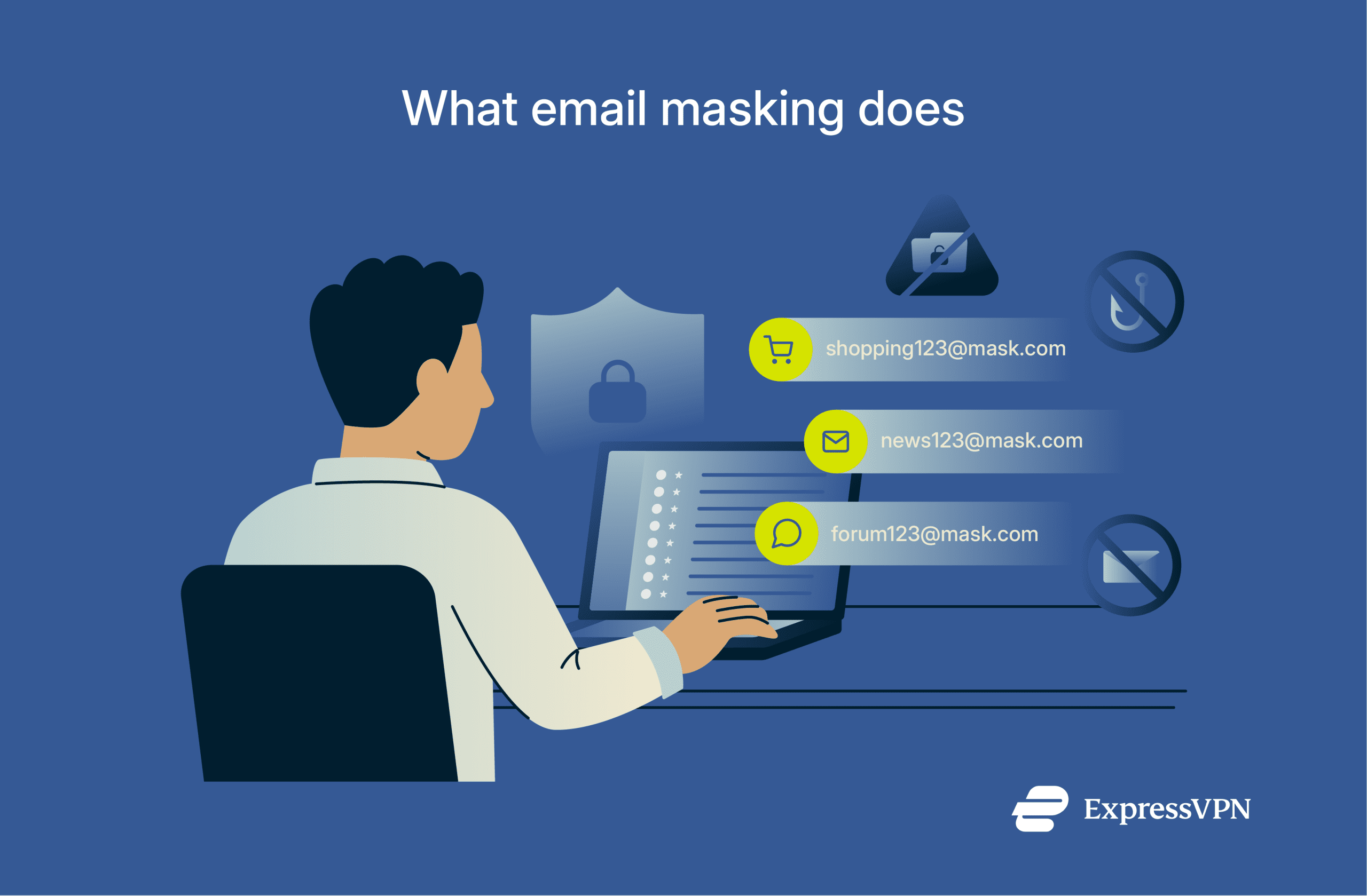 Illustration showing someone using masked emails.
