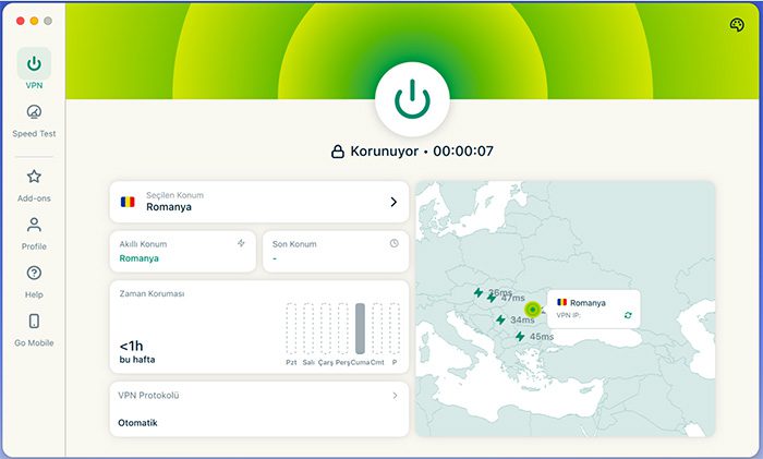 The ExpressVPN macOS app connected.