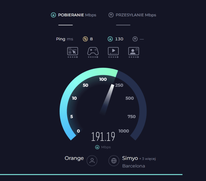 Speedtest.net measuring internet speed.
