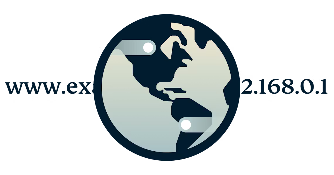 Kreisförmiges DNS-Logo, das eine in eine IP-Adresse übersetzte URL zeigt