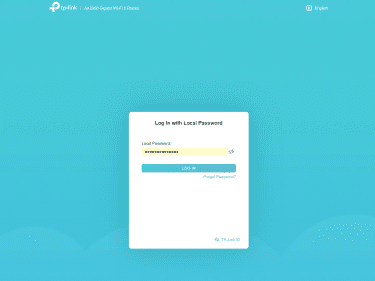 The portal login page for a router, with a password already entered.