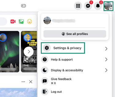 Open Settings and privacy on Facebook.