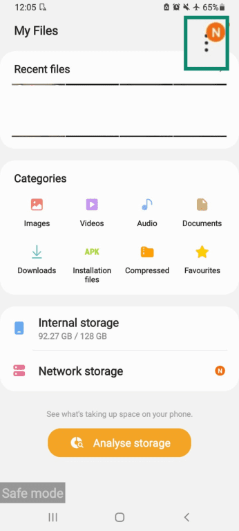 Three dots icon in My Files on Android (Samsung).