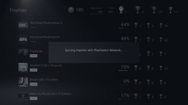 The trophy syncing page on a PlayStation 5.