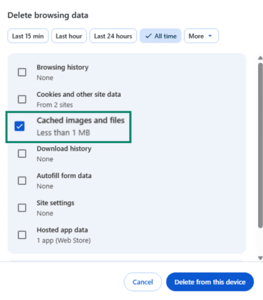 How to delete cached data on Google Chrome.