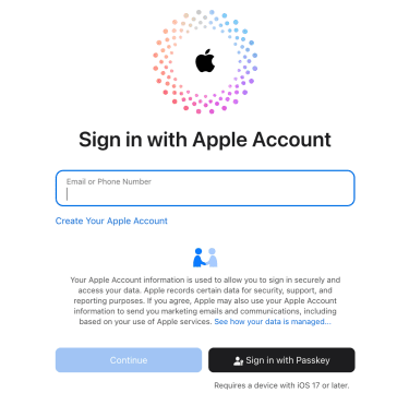iCloud Find Devices sign in page.
