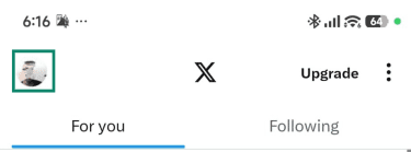 The Twitter Android app, with the user avatar highlighted.