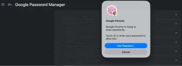 Accessing a saved login credential on Google Password Manager in Google Chrome.