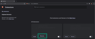 Removing extensions on Brave.