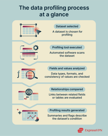 A flow diagram of the data profiling process.
